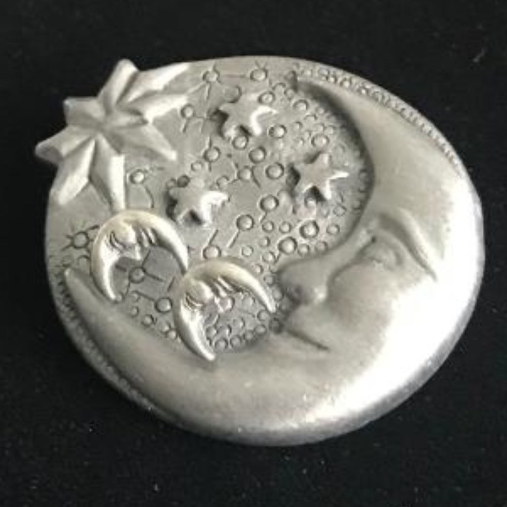 Moon & Stars Pewter Brooch & Earrings - Picture 3 of 5